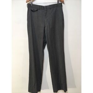 Calvert Men 33x33 Dress Pants Gray 100% Wool Flat Front Career‎ Modern City